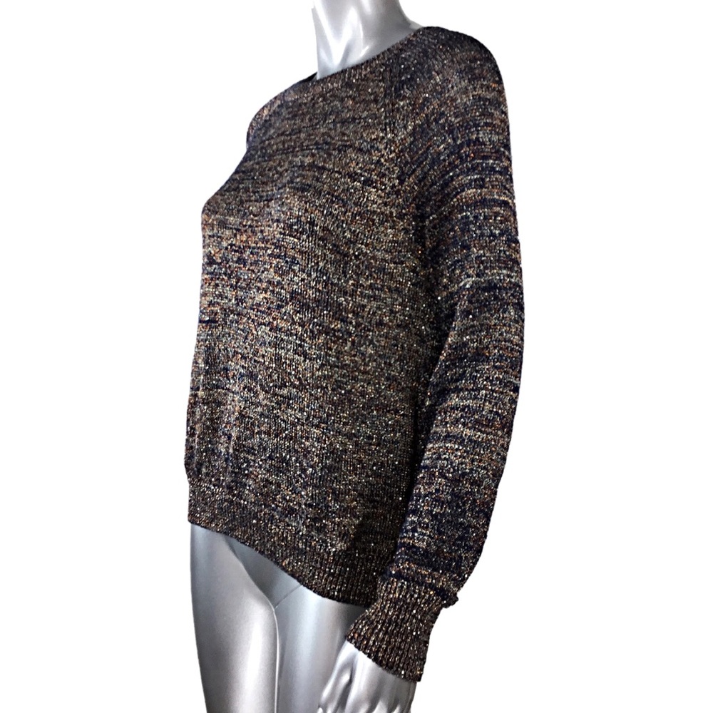 Black Metallic Split Back Sweater Medium - image 5